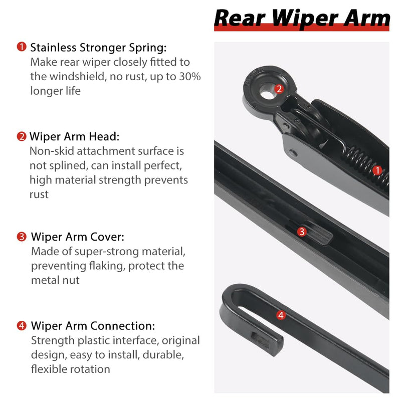 OTUAYAUTO Rear Windshield Wiper Replacement for Chevrolet Chevy Equinox 2010-2017, GMC Terrain 2010-2017, Back Window Wiper Blade Arm Accessories, Wiper Cover Kits Assembly for Rear Window