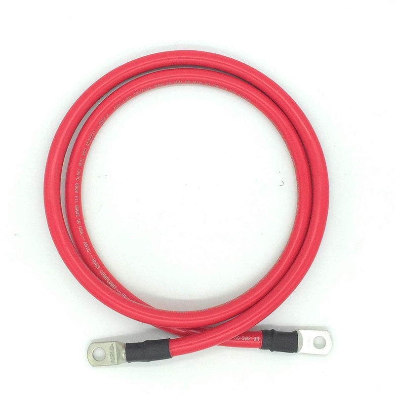 End Game 2 AWG Gauge Marine Grade Battery Cables, Made in USA, Fully Assembled with Heavy Duty Tinned Lugs, 1ft-15ft Lengths Available (Red/Black Set, 1ft - 3/8” Lugs)