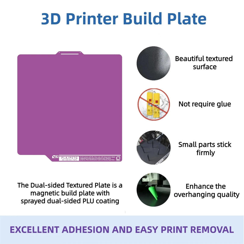 257x257mm Cold Build Plate for Bambu-Lab X2D/P1S/P2S/P1P/X1C/X1E/A1 Room Temperature Print Double Sided Upgrade Plate Removable Surface Platform Anti-Warping for PLA/PETG A1/X2D/P1S/P2S/P1P/X1C/X1E Amethyst Texture