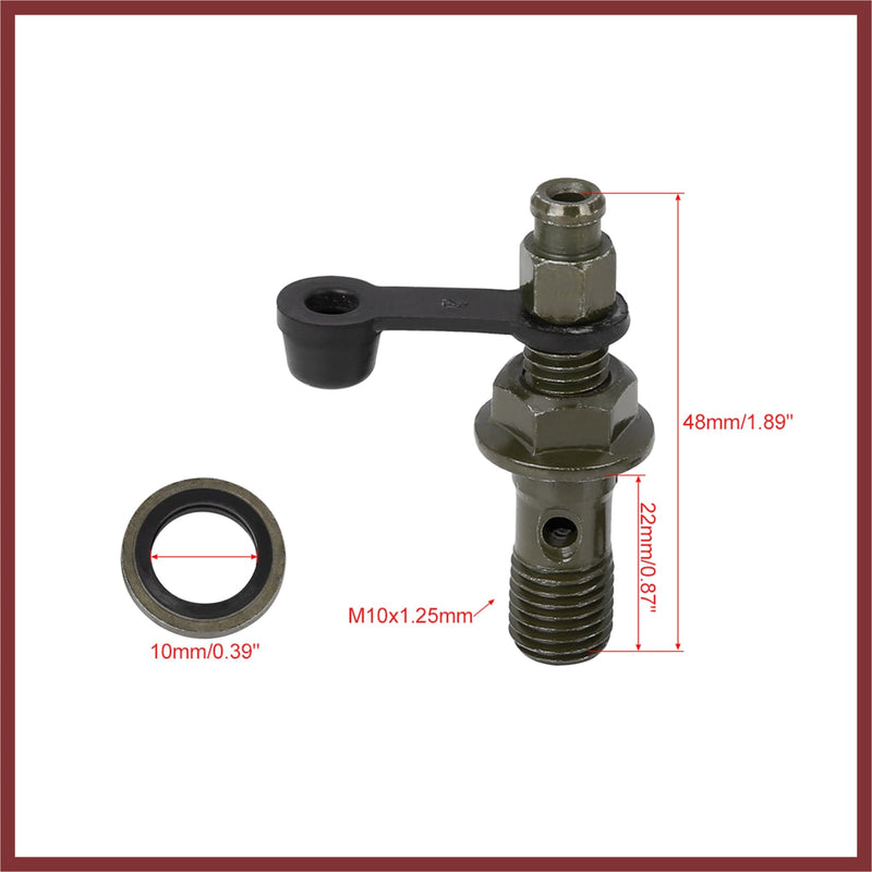 M10x1.25mm Banjo Bolt Bleeder Screw Fuel Line Adapter Fitting Set for Motorcycle Brake Master Cylinder Replace Parts