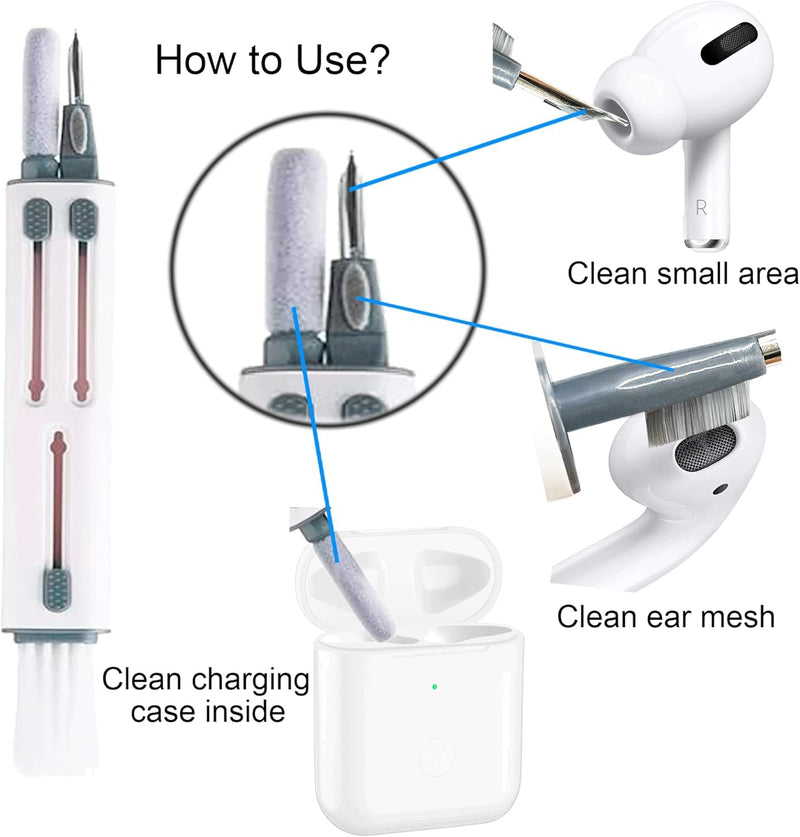 Multi-Function Cleaner Brush for Airpods Pro - Cleaner Pen Kits Soft Brush for Bluetooth Earphones Case Cleaning Tools for Keyboard Earbuds, Laptop, Phone iPhone 17 16 15 Pro Max LEGO Camera Lens