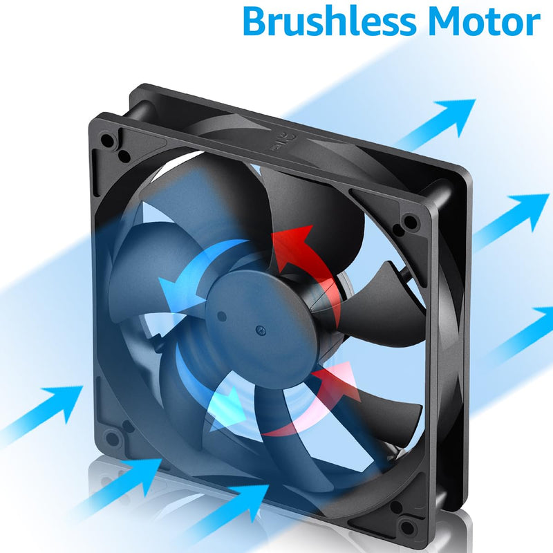 GDSTIME 120mm x 25mm 12V Fan 2 Pin Dual Ball Bearing, 5 Inch 12volt DC Brushless Cooling Computer Case Fan Replacement for Ice Maker/Power Supply, 2 Pack 120x25mm