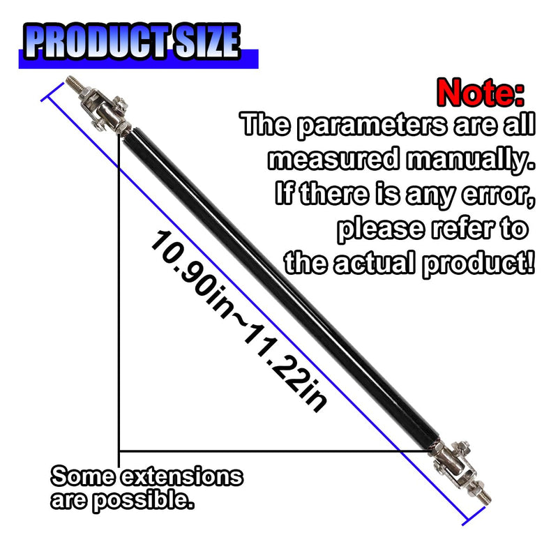 2PCS Adjustable 8"-11" Splitter Strut Rods, Car Front Bumper Lip Splitter Diffuser Support Tie Bars, Universal Automotive Bumper Carrier Support Rod Compatible with Most Vehicles (Black) Black