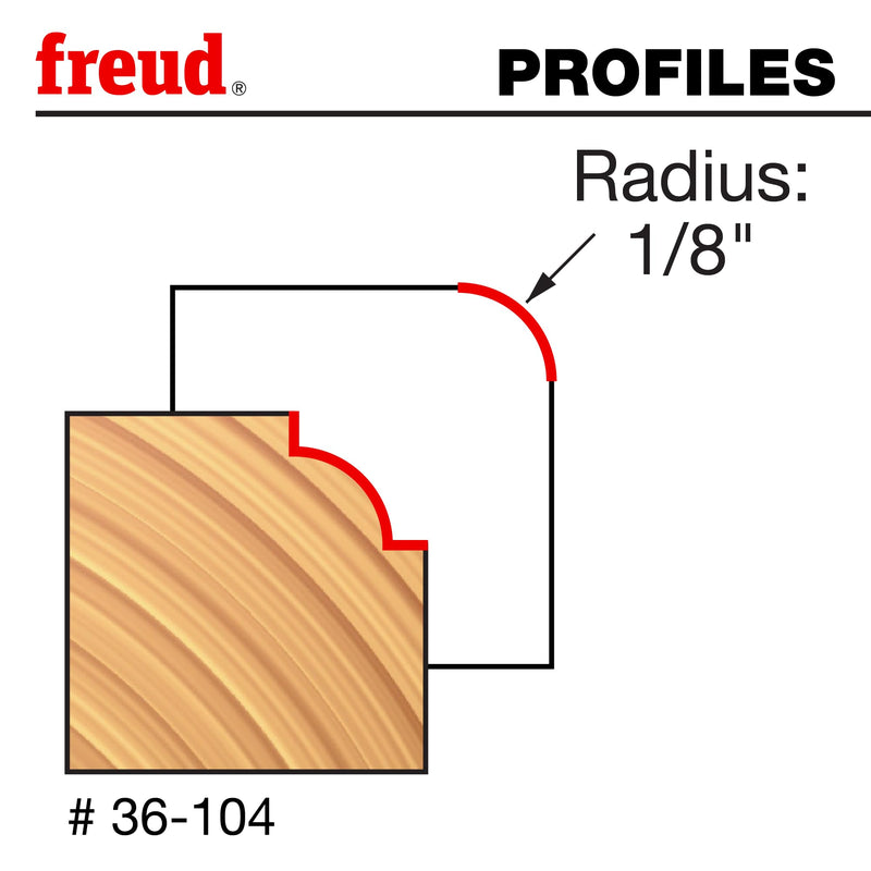 Freud 36-104: 1/8" Radius Beading Bit with 2 Cutters, 1/4" Shank