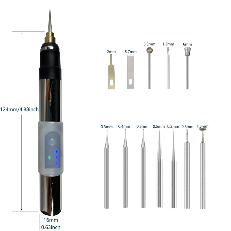 Circuit Board Grinder Chip Grinding Pen Damaged Screw Removal for Cellphone Microcircuit Grinder Cell Phone Repair Tool Rechargeable 11 Grinding Heads 3 Speed Adjustable