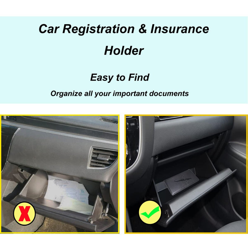 Premium Car Registration and Insurance Holder,Black Registration Insurance Card Holder,Glove Box Organizer Makes Your Documents In Order.