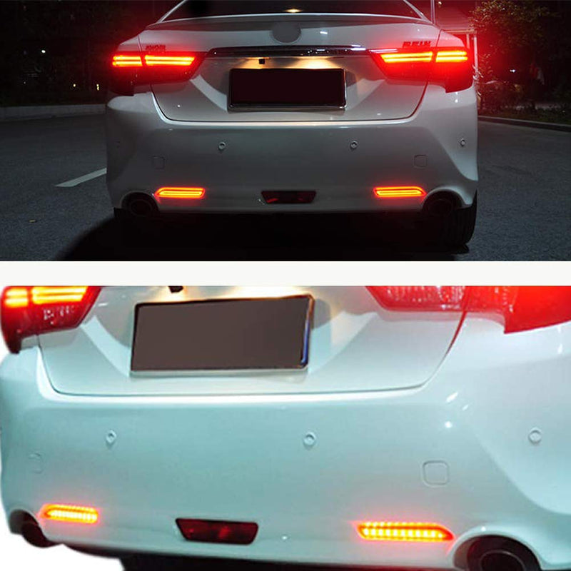 PGONE Red LED Rear Bumper Reflectors Fog Brake Tail Light sequential turn signal Lamps Accessories Kit For Toyota Rav4 Camry Sienna Matrix Venza Avalon Lexus RC250 RC350 IS-F GX470 RX300 Rx500