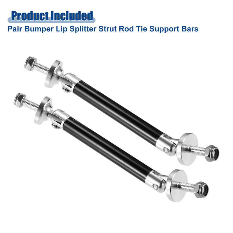 ACROPIX Universal 3"-4" Adjustable Aluminum Alloy 75 mm Front Bumper Lip Splitter Diffuser Strut Rod Tie Bars Splitter Support Rods Black - Pack of 2