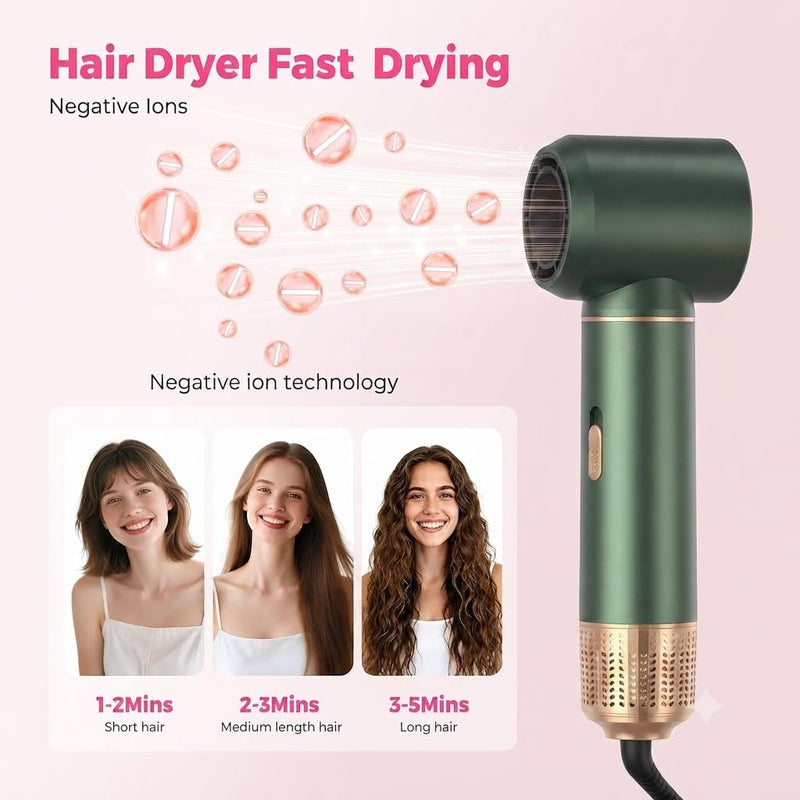 Hair Styler 5 in 1, Magic Styler, 1000W Hair Dryer Brush for Hair Styling, Hot Air Brush with Auto Wrap Air Curler Wand, Hair Straightener Brush, Round Brush Hair Dryer for Volumise, Curls, Style Green