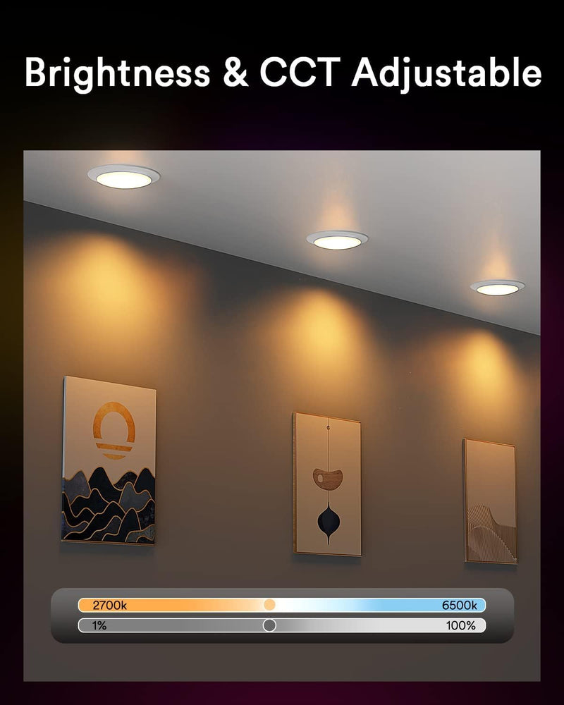Lumary Smart Flush Mount Ceiling Lights 5/6 Inch, RGBWW WiFi LED Disk Light, Color Changing 2700-6500K Dimmable Recessed Lighting, Surface Mount, Compatible with Alexa/Google Assistant 1 Pack