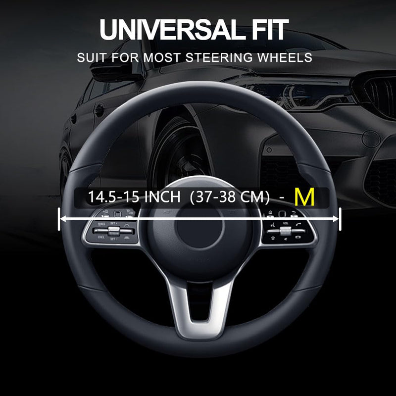 Leather Car Steering Wheel Cover, Non-Slip Car Wheel Cover Protector Breathable Microfiber Leather Universal Fit for Most Cars(Beige) Beige