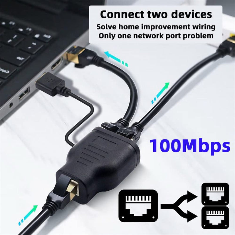 cablecc 100Mbps UTP STP RJ45 8P8C Plug to Dual RJ45 HUB Splitter Network Ethernet Switcher Adapter RJ45 1-to-2