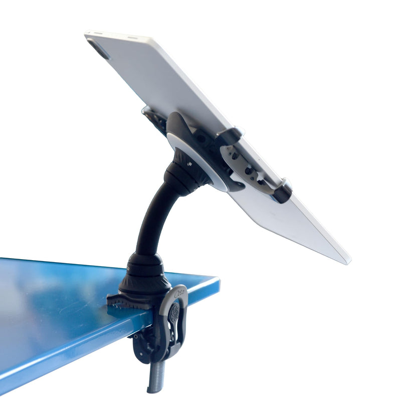 OCTA Lynx Modular Tablet Mount – Clamp-On Gooseneck Stand for iPad, Kindle, Galaxy, Surface – Fits 5”–13” Devices – Portable Tablet Holder for Desk, Treadmill, Music Stand, Bed, Travel