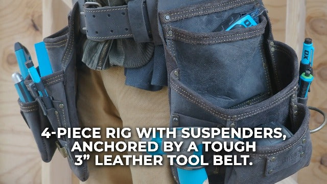OX 3 Inch Leather Tool Belt - Thick Carpenter Belt For Pouches - XL 3" Belt (XL)