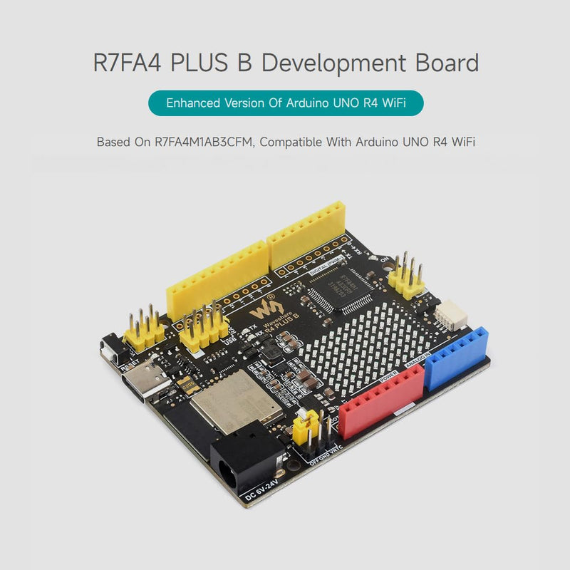 Waveshare R7FA4 Plus B Development Board, Based On R7FA4M1AB3CFM, Equipped with ESP32-S3FN8, Compatible with Arduino UNO R4 WiFi, Onboard 12×8 LED Matrix
