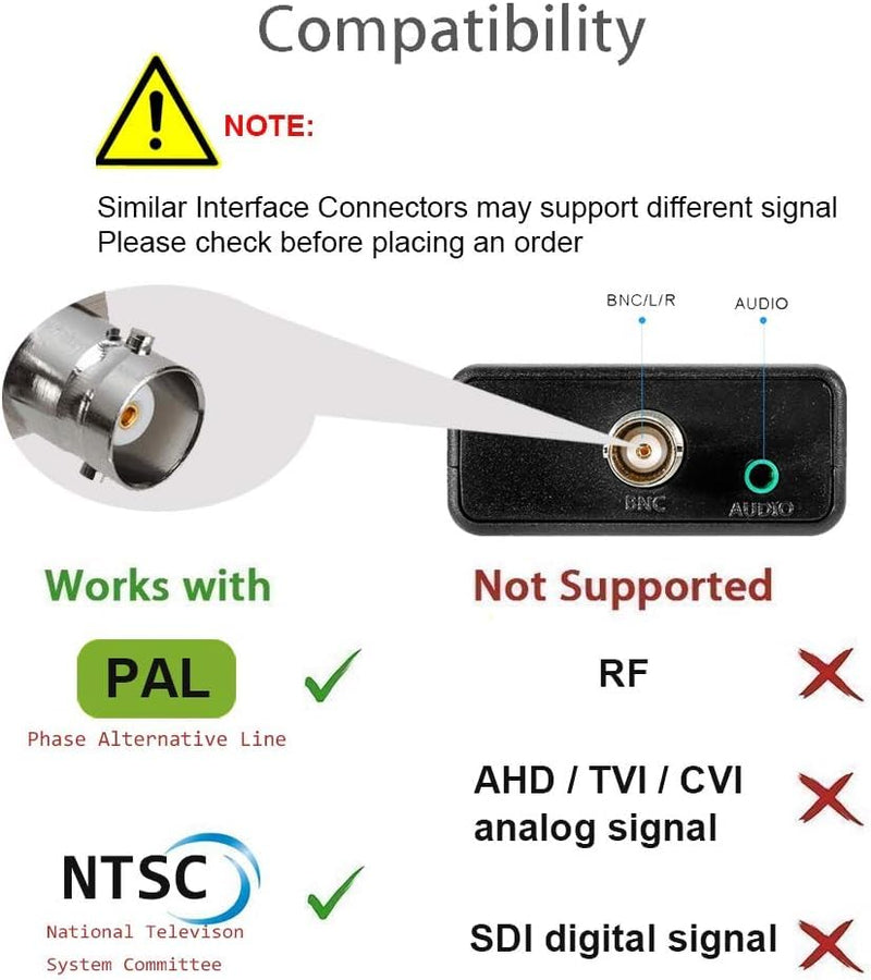 HDMI to BNC Adapter Audio Signal Converter Adapter Stereo Audio Converter 3.5mm for HDMI Video to Display on Regular Televisions