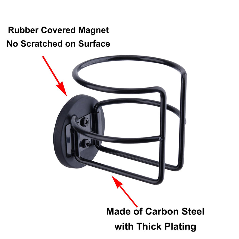Magnetic Cup Holder with 2 Screws Mount, Full Covered Bus Tractor Cup Holder, Magnet Drink Holder for Bottle, Black Pack of 1