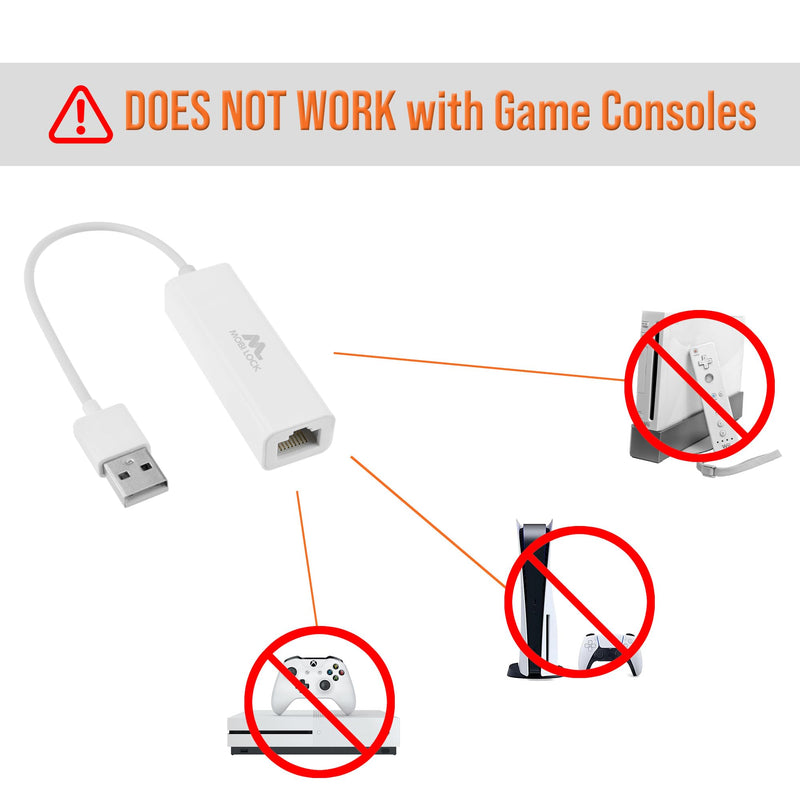 USB Ethernet LAN Network Adapter Compatible with Laptops and All USB 2.0 Compatible Computers Including Windows 7 to 11 Vista Mac OS X and macOS - by Mobi Lock