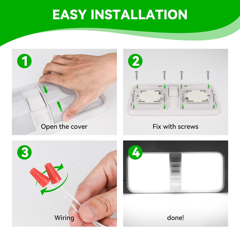 RV Light Interior, RV Ceiling Light 12V, 4500K 1100LM RV Led Lights Fixtures,7W Camper Lights with Switch for RV Trailer Camper Boat Car (Natural White, 1PCS) 1PACK