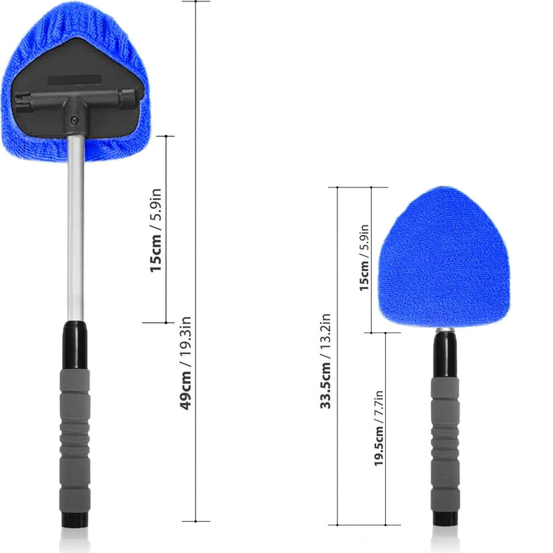 desin Windshield Cleaning Tool, Car Window Cleaner Windshield Cleaner with 4 Reusable and Washable Microfiber Pads and Extendable Handle Auto Inside Glass Wiper Kit Blue
