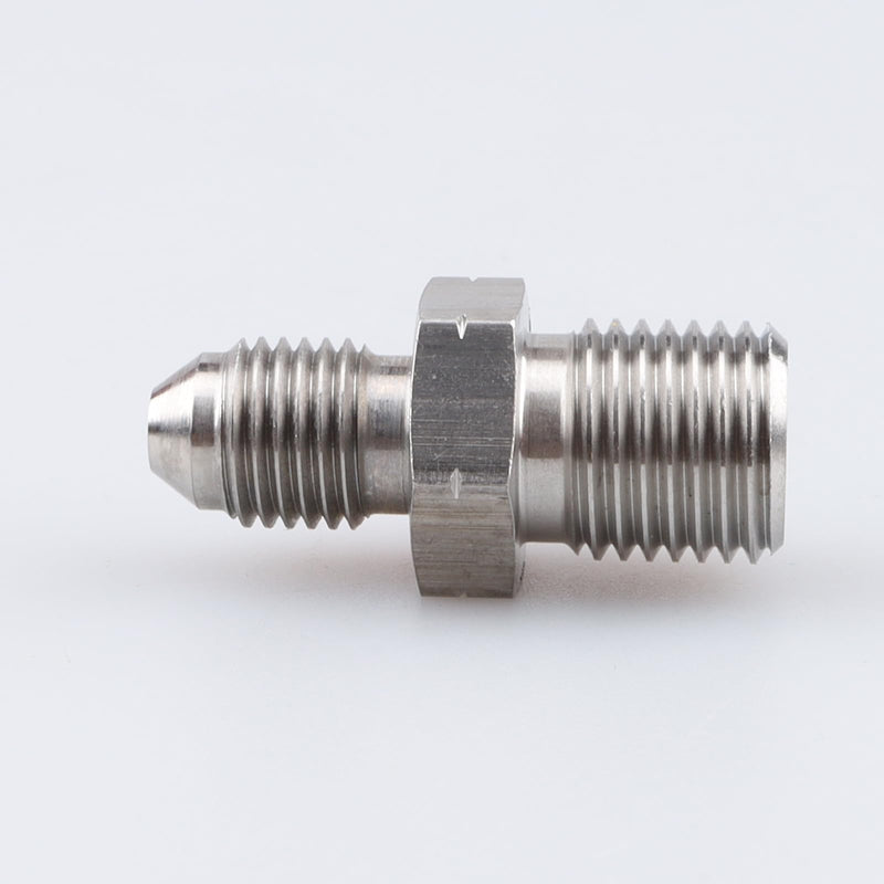 -3 AN Male Flare to M12x1.25 Inverted Seat Straight Stainless Steel AN3 Male Thread Flare Brake Line Union Tube Hose Fitting Adapter 3AN to M12x1.25 an to metric inverted seat adapter