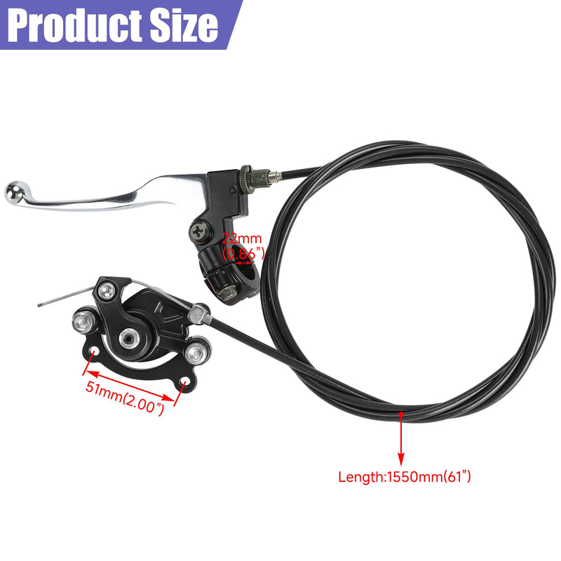 Mini Bike Brake Lever Cable Assembly Kit + Mini Bike Brake Caliper Replacement for Coleman CT100U CC100X Baja DB30 Motovox MBX10 MBX11 MMB80 MMB105 79cc 97cc 100cc Powersports Parts Black