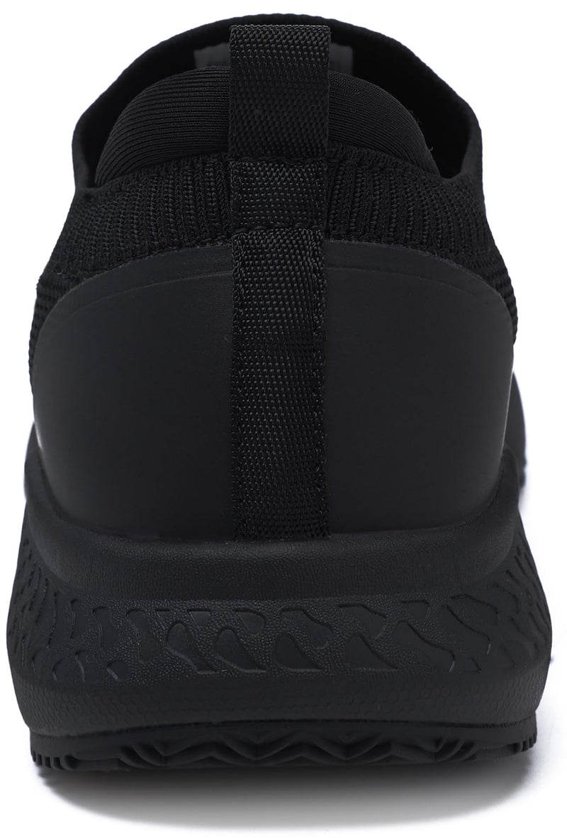 Women's Non Slip Work Shoes Food Service Waterproof Slip-Resistant Chef Shoe for Kitchen Restaurant Hospital Staff Lightweight Walking Sneakers with Easy-Clean Slip-On Design 7 All Black