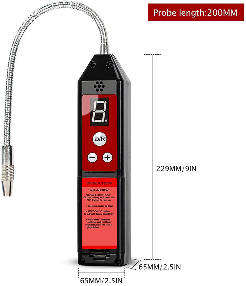 Wale&Morn Leak Detector for Halogen Gas Leakage, Air Condition Refrigerant Leak Detector with Indicator Light HVAC R22 R410A R134A CFCs HCFCs HFCs R1234yf (WJL-6000PRO) WJL-6000PRO