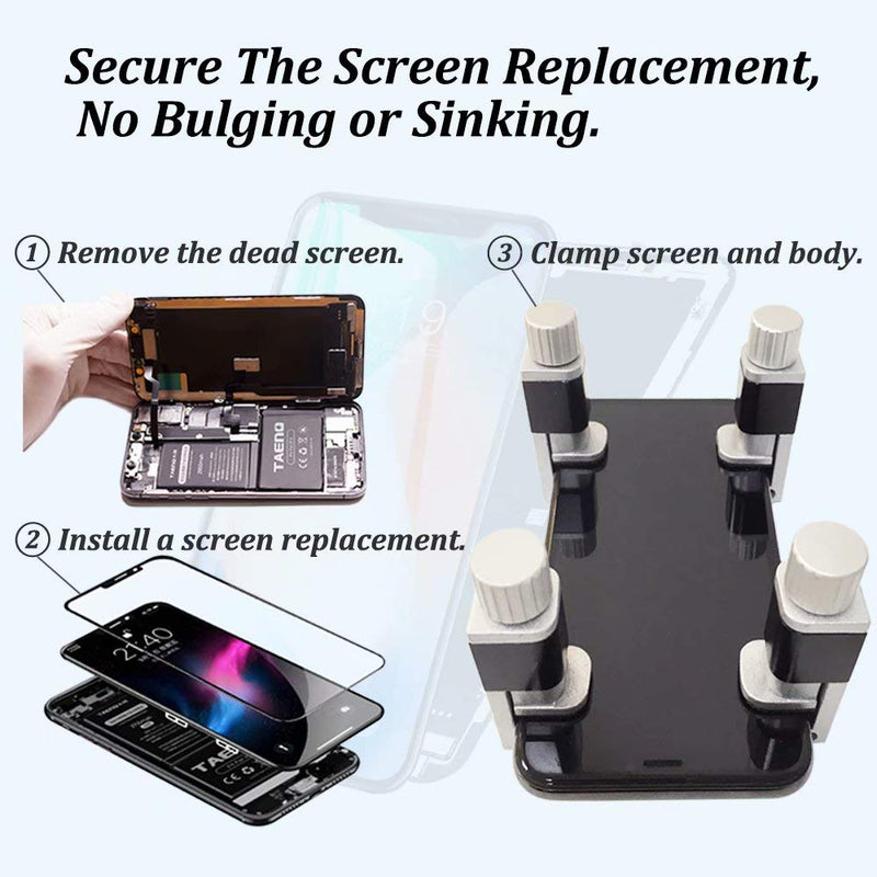 Phone Screen Repair Clamp with Protective Rubber Pad, Adjustable Fastening Clip Compatible with iPad MacBook Samsung Tablet LCD iPhone Screen Replacement, Frame Clamp Tool 8 Pcs 8pcs Metal Clamps-value Pack