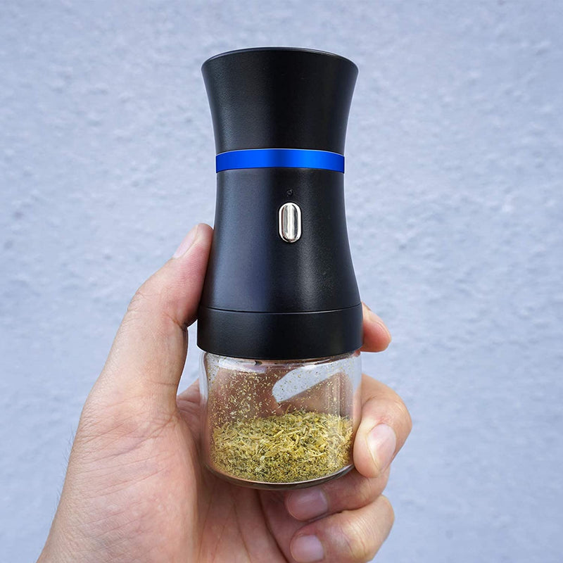 Spacenight Electric Herb Grinder COMPACT for Flower Buds, USB-Rechargeable, 2pcs 1.7oz Glass Herb Chamber - Ideal for Everyday Carry Electric Grinder Set