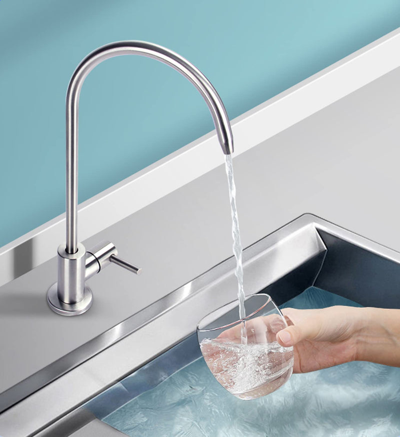 Drinking Water Faucet for Kitchen,100% Lead-Free Reverse Osmosis Faucets,Stainless Steel Kitchen Filtered Water Faucets,Brushed Nickel RO Faucet with Longer Thread Pipe Standard