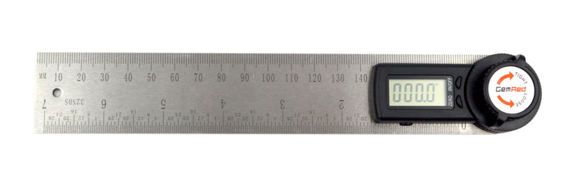 GemRed 82305 Digital Angle Finder GemRed Protractor Stainless steel 7inch 200mm (Black Button)