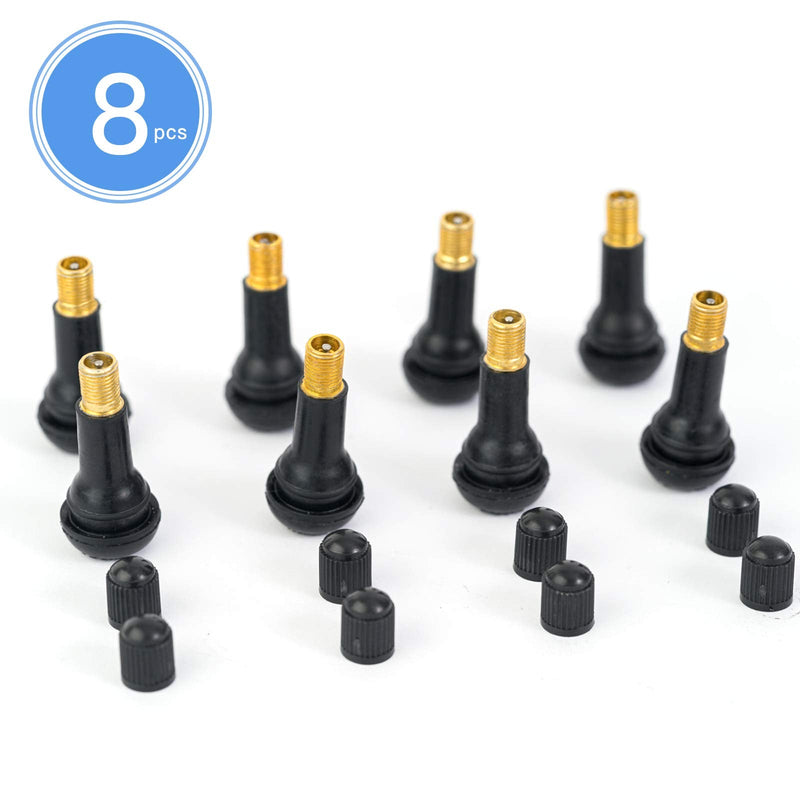8Pcs Premium TR413 Tubeless Tire Valve Stems, Black Rubber Snap-in Tire Valve Stem, Universal for Tubeless 0.453 inches 11.5mm Rim Holes TR413-8pcs