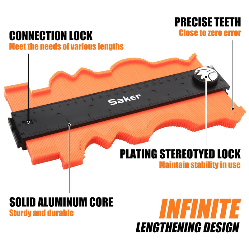 Saker Contour Gauge Profile Tool- Adjustable Lock-Precisely Copy Irregular Shape Duplicator (Unlimited Connection) Unlimited Connection
