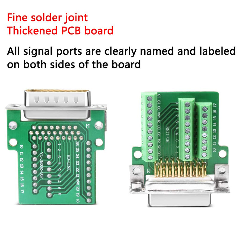 DB26 Breakout Connector, Solderfree RS232 D-SUB Serial to 26-Pin Port Terminal Male Adapter Pure Copper Core Gold Plated Connector with Case