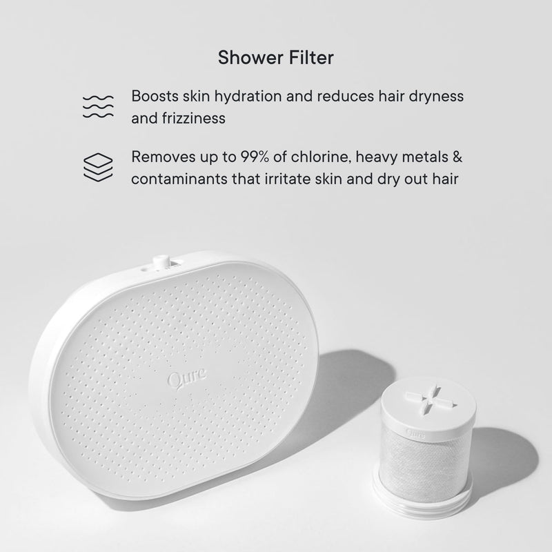 Qure Skincare Shower Filter Refill - Replacement Cartridge for Shower, 99% Chlorine Reduce, Clinically Tested - White, 3-Month Supply (1 Piece) 1