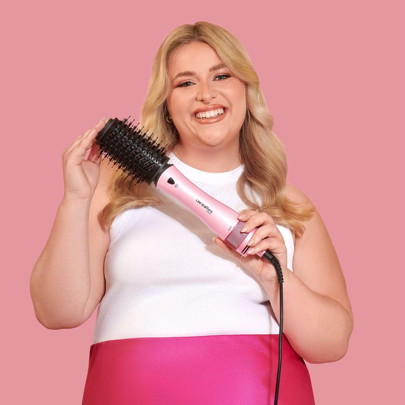 Lee Stafford Hair Dryer Blowdry Brush | Wet to Dry Round Air Styler - Blow Drying, Curling, & Straighten, Best Thermal Hotbrush Tools, Adds Shine & Volume, 2 Interchangable Attachments