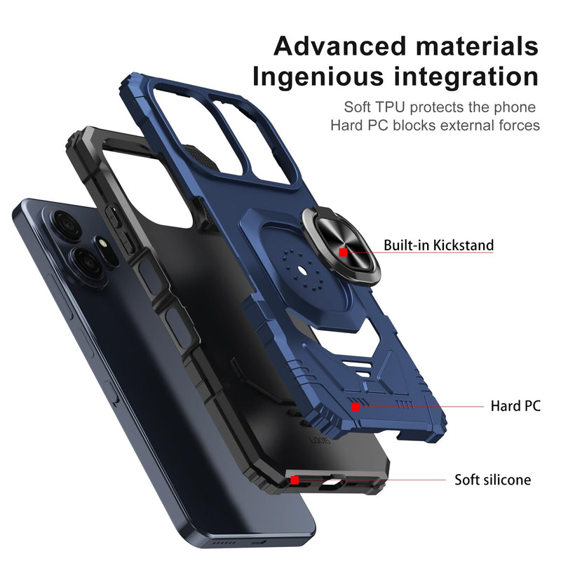 for TCL NXTPAPER 70 Pro 5G Case with 1 Pack Screen Protector Blue | Dual Layer Hybrid Heavy Duty Defender Protection,Rugged Reinforced Cushion Corner Kickstand Shockproof Bumper Cover