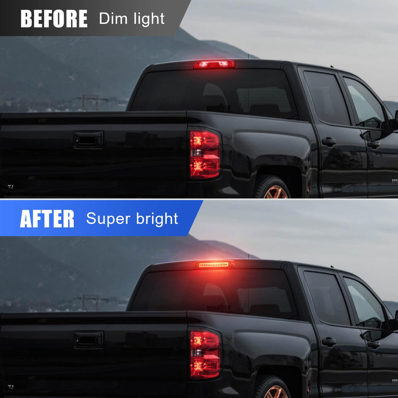 SUPAREE Third Brake Light Fit for 2014-2018 GMC Sierra/C-hevy Silverado 1500 2500HD 3500HD LED 3rd Brake Light Accessories Red LED Strobe Rear 3rd Brake Cargo Lights High Mount Stop Light For 2014-2018 for Silverado/Sierra