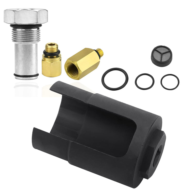 Mekar 6.0 IPR Valve Socket and Oil Rail Adapters Kits and 6.0 High Pressure Oil Pump IPR Valve Air Test Fitting Tool with Seal Kit Compatible with 6.0L Powerstroke Diesel Engine 8PCS Set