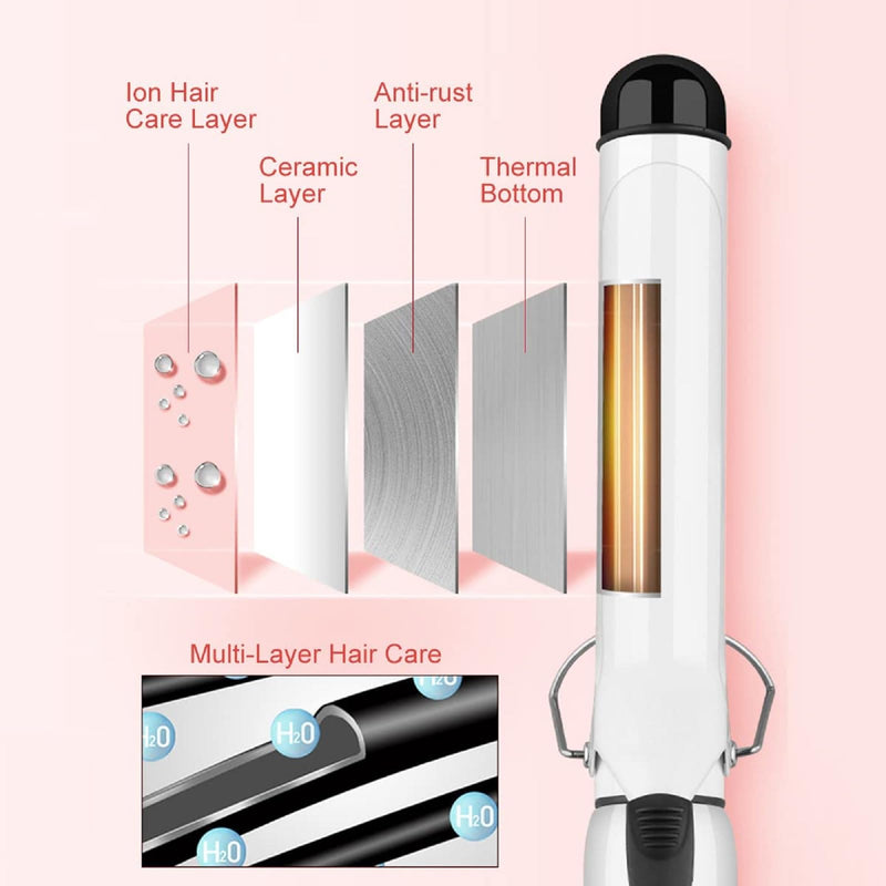 Podazz Hair Curling Tongs, 25mm Hair Curler PTC Ceramic Curling Iron, LCD Display with 4 Heat Setting(100℃ to 220℃), Quick Heating, Anti-Scald Auto Shut-Off, Suitable for All Hair Types