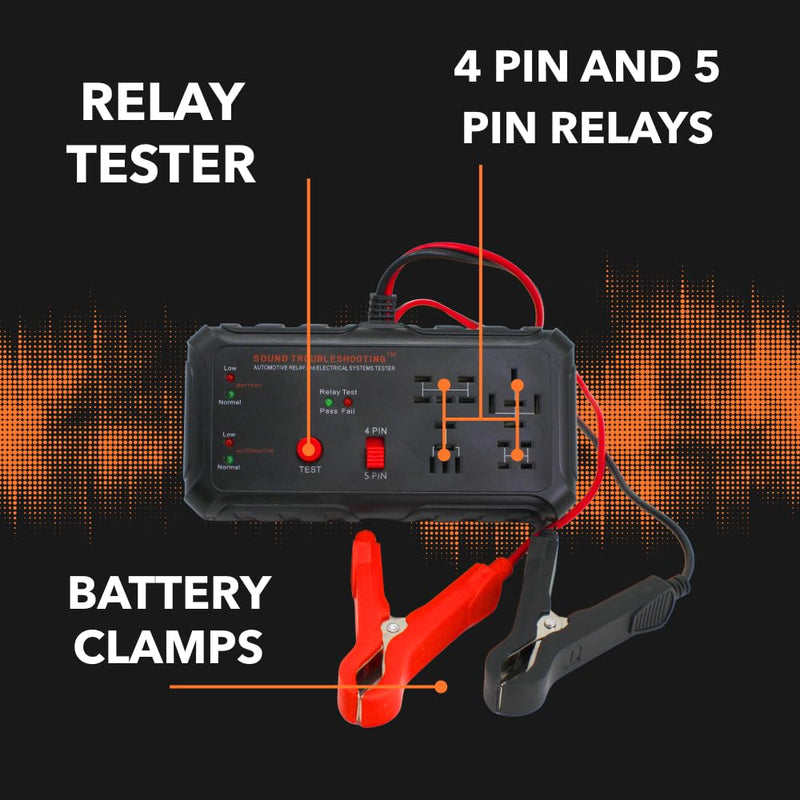 12V Automotive Relay Tester, Car Battery & Alternator Test Kit | Relay Switch & Circuit Inspector | Tests 4 & 5 Pin Relays | Battery Tester | Alternator Tester | Sound Troubleshooting | Patented
