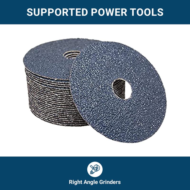 Benchmark Abrasives 4 1/2 Inch Sanding Discs Zirconia Resin Fiber Grinding Disc for Grinding, Stripping on Wood, Fiberglass, Metal, 7/8" Arbor Angle Grinder Sanding Disc, 25 Pack - 24 Grit