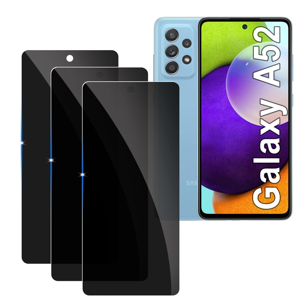 Lyphpe【3 Pack Privacy Screen Protector for samsung galaxy A52 9H Tempered Glass Anti-Spy Private Film Compatible for Samsung A52 Case Friendly