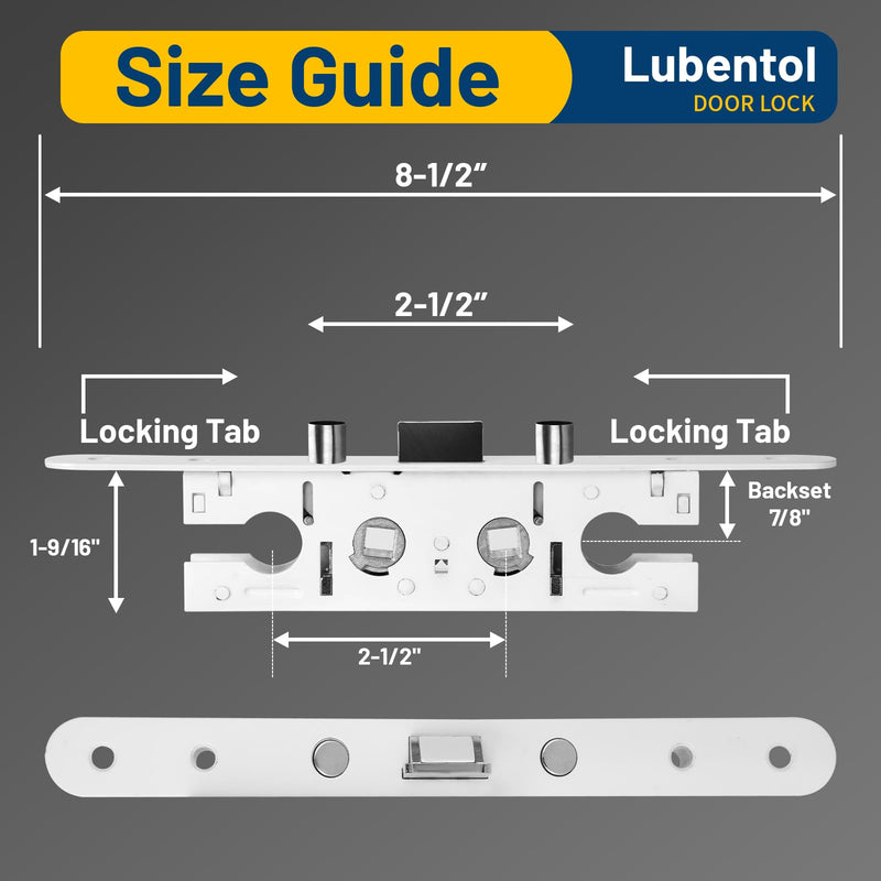 2 Point Bolt Mortise Lock Used for Pella Storm Door Handle Set (Only Lock Body), Storm Door Lock Replacement Part Fits Pella, Screw Hole Center Spacing: 7-1/4 ", 2 Bolts Spacing:2-1/2 ".(White) White