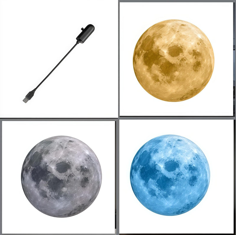 USB LED Moon Projection Light, 360 Rotating Adjustable Projector Lamp with Replaceable Pattern Head for Bedroom, Living Room, Party and Home Decor