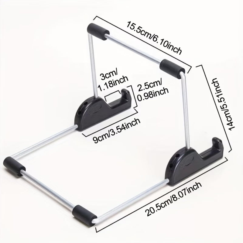 Foldable Metal Tablet Stand—a Portable and Adjustable Desktop Stand Suitable for Various Settings, Including Home, Office, and Travel.