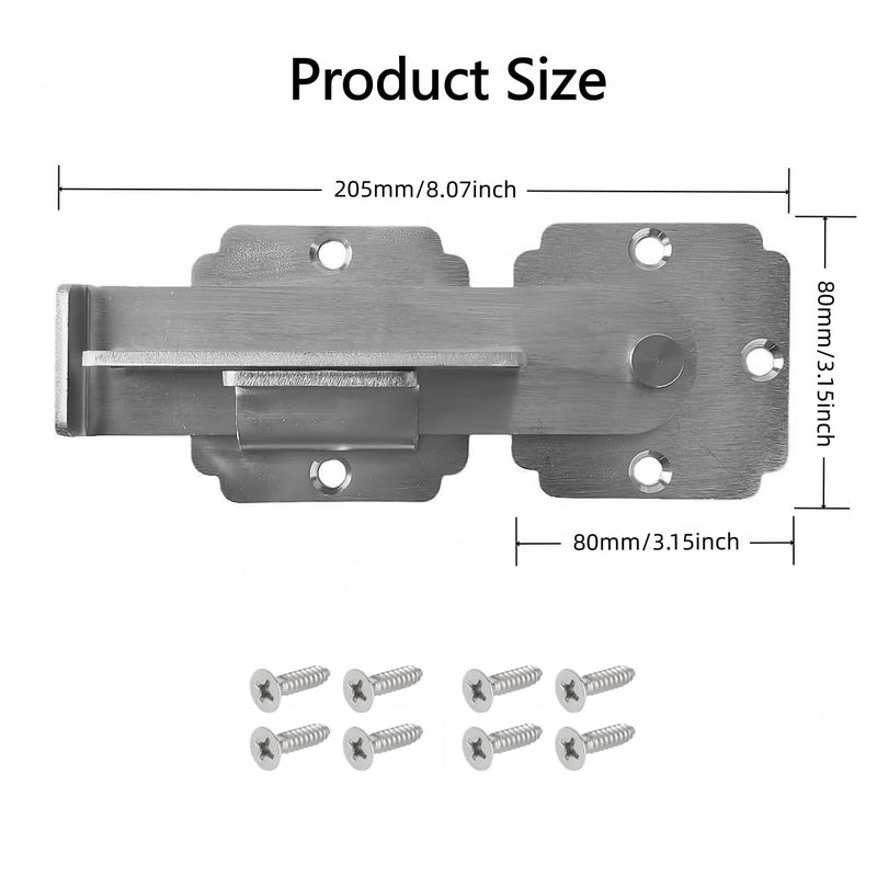 Flip Gate Latch Lock with Padlock Hole, Heavy Duty Stainless Steel Door Latch for Outdoor Wooden Fence, Swing Open Gate, Double Gate, Barn Door, Shed, Vinyl Fence, Yard (Silver (2 Pcs)) Silver (2 Pcs)