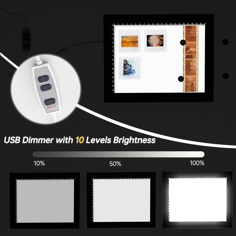 Magnetic Slide Viewer 8”x6” Light 5600K Ultra-Thin 10 Levels Adjustable Brightness Backlight for Slides and 35mm Film Negative Scanning 8"x6" Magnetic Version