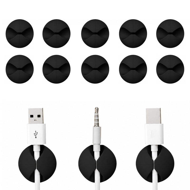Cable Clip Organizer Wire Holder Desktop Cord Management USB Charger Holder Cable Clip Desk Accessories for Home Office Black 10